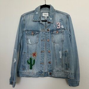 Forever 21 embroidered denim jacket